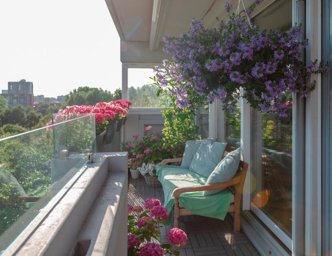 Večja lesena klop je odlična rešitev za balkon. Nudi udobje za posameznika ali družbo ljudi.  FOTO: David Peperkamp/Shutterstock
Foto: