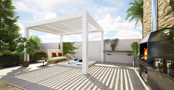 Priporočljivo je, da je bioklimatska pergola načrtovana za konkretne vremenske razmere. Foto: Karelnoppe/Shutterstock