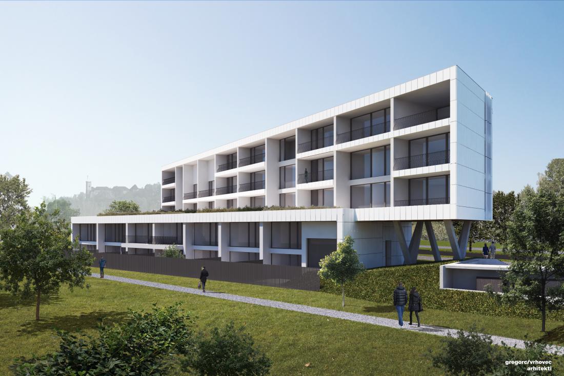 Projekt večstanovanjske hiše, ki jo podjetje Lumar namerava zgraditi ob Barjanski cesti v Ljubljani. 