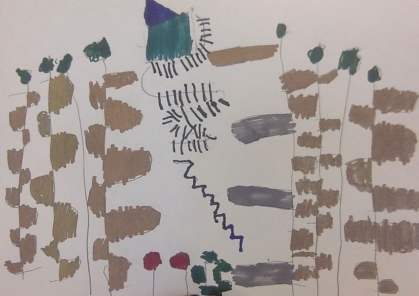 Osemletni Hamza je narisal okolju prijazno hiško na drevesu.