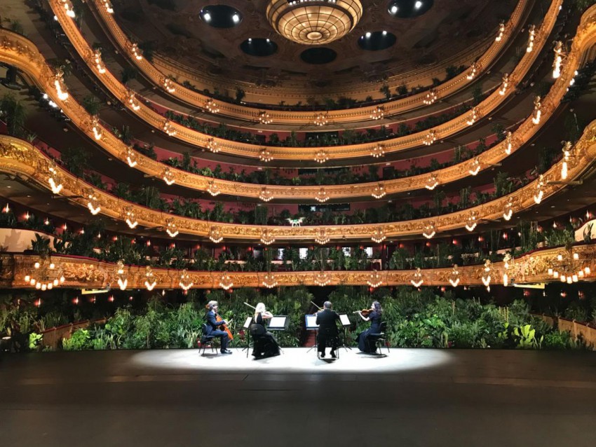 <p>V operni hiši<strong> </strong>Gran Teatre del Liceu v Barceloni<strong> </strong>je godalni kvartet UceLi zaigral pred rastlinami, s katerimi so zapolnili 2292 sedežev.</p>