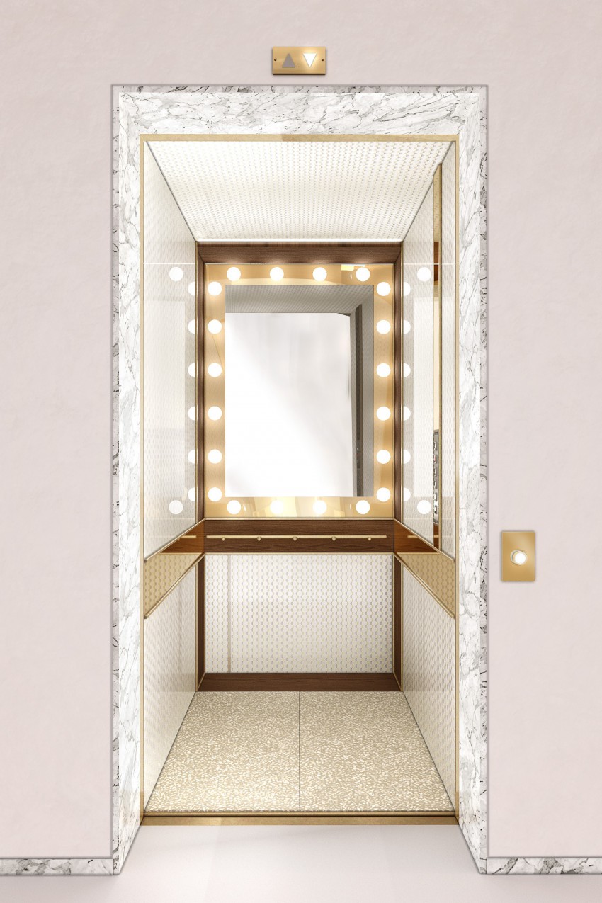 Notranjost dvigala z imenom Golden Age so navdihnili stari črno-beli filmi. To dvigalo so opremili s tapetami z geometričnim vzorcem, ogledali in kovino, kar povečuje občutek globine.