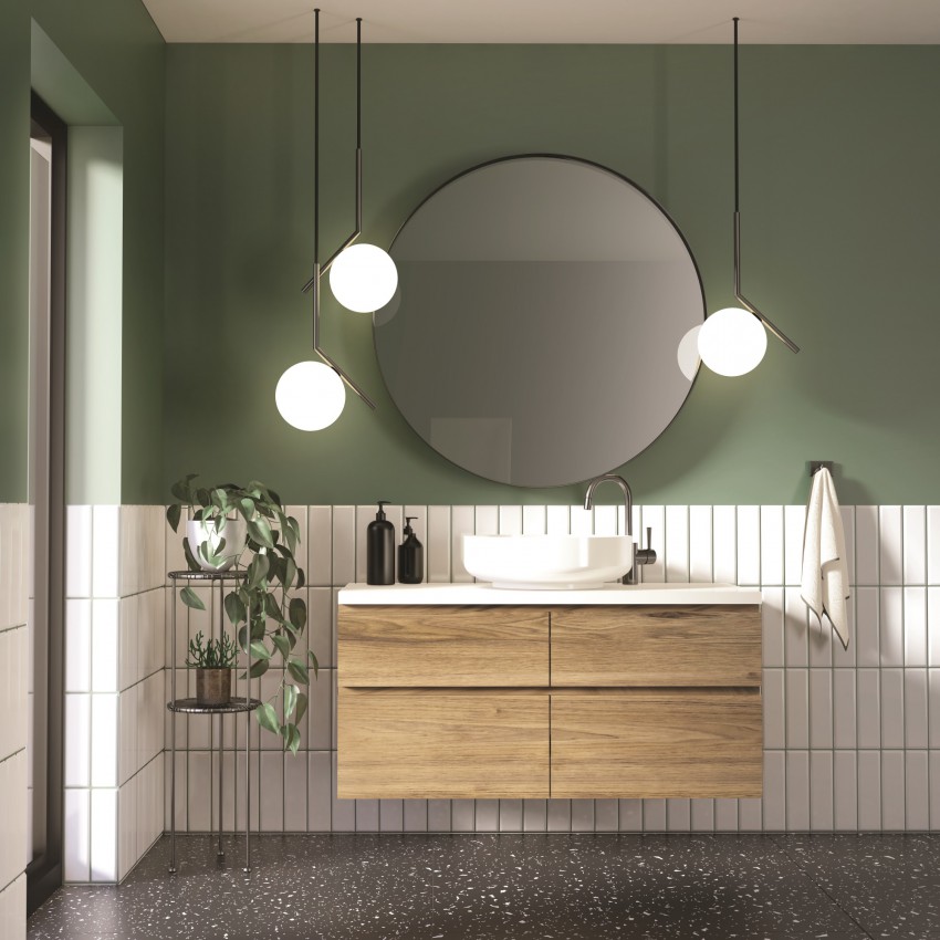 <p>Svileno zelen odtenek se lahko znajde tudi na steni kopalnice.</p>
